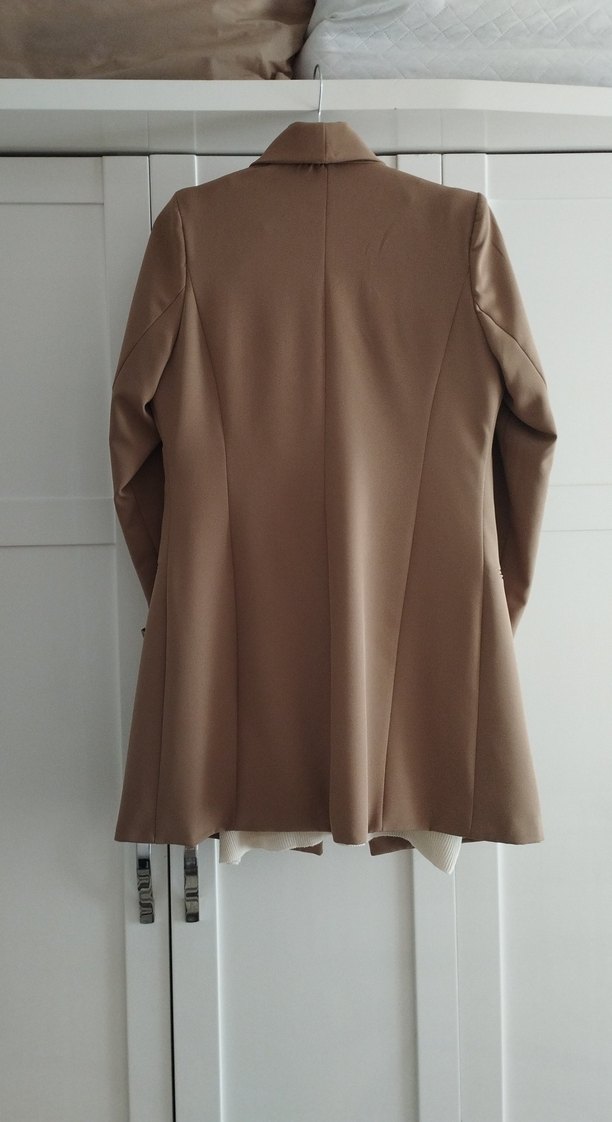 Bej Düğmeli Kadın Blazer Ceket - Görsel 4