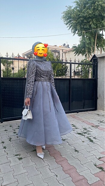 Tesettür taşlı abiye