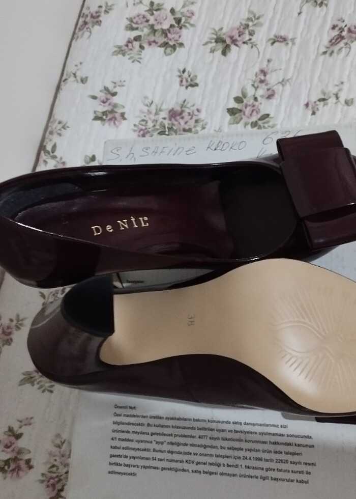 Kalın topuklu rugan bordo ayakkabı  - Görsel 3