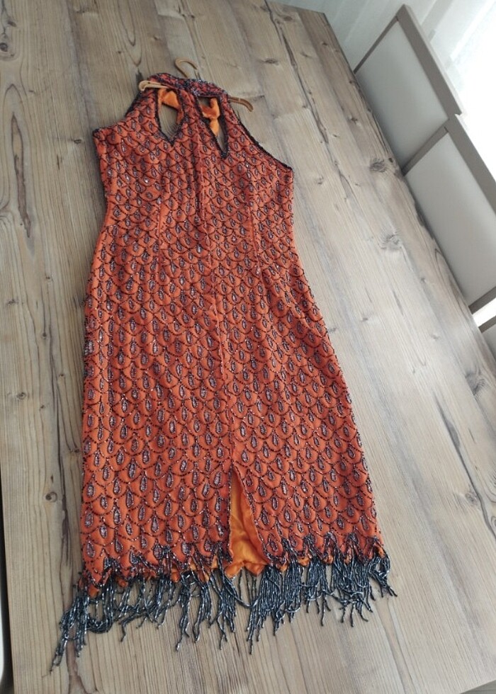 Taşlı pullu party abiye elbise  - Görsel 3