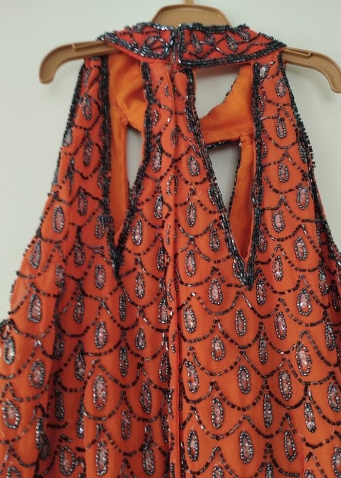 Taşlı pullu party abiye elbise  - Görsel 5