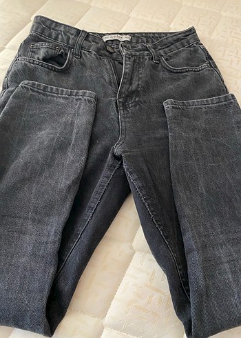 Siyah Bol Kesim Midi Denim Kadın Jean - Görsel 2