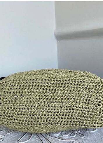 Beden yeşil Renk Kağıt ip el örgüsü çanta