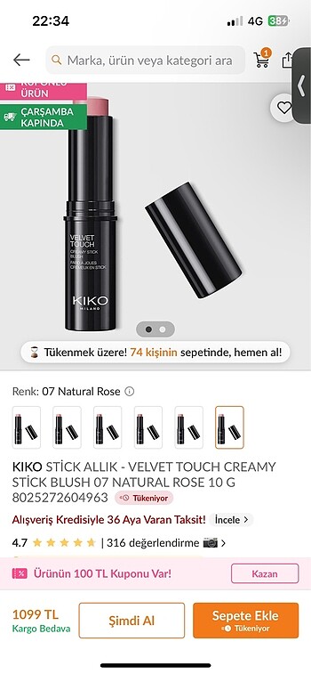 Kiko velvet touch allık