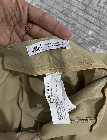 m Beden Kumaş krem düz pantolon