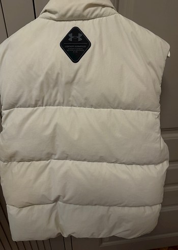 Yüksek Yakalı Beyaz Fermuarlı erkek kaz tüyü Yelek - Görsel 3