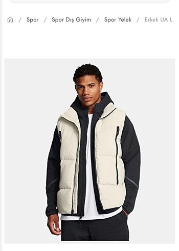 Yüksek Yakalı Beyaz Fermuarlı erkek kaz tüyü Yelek - Görsel 5