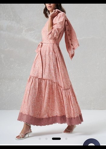 Misswhence Marka Bohem Uzun Kollu İpek Karışımlı Uzun Elbise - Görsel 2