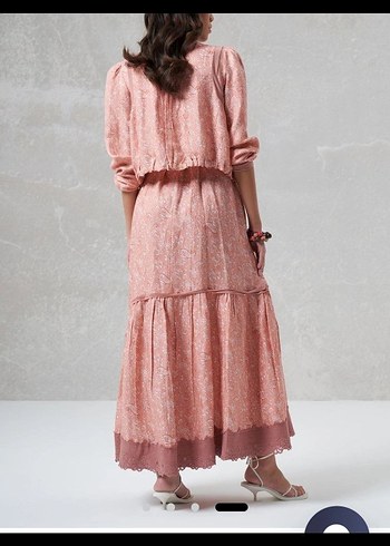 Misswhence Marka Bohem Uzun Kollu İpek Karışımlı Uzun Elbise - Görsel 3