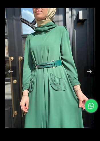 Misswhence Yeşil Kemerli Elbise - Görsel 2