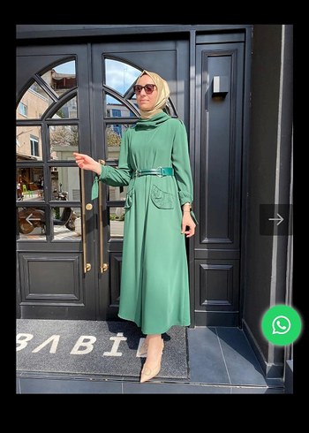 Misswhence Yeşil Kemerli Elbise - Görsel 4