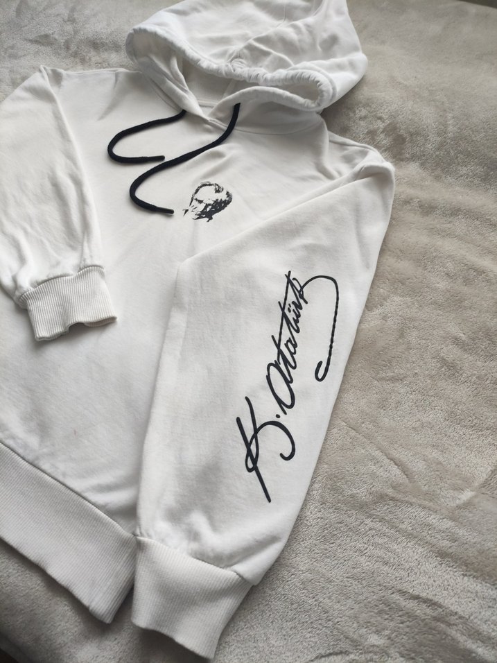 Beyaz Kapüşonlu Sweatshirt - Görsel 2