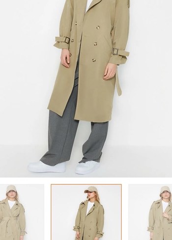 Trendyol & Milla Bej Kemerli Midi Trençkot