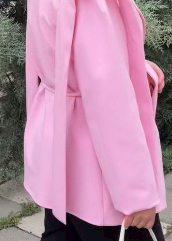 Diğer Pembe Kuşaklı Kadın Blazer Ceket