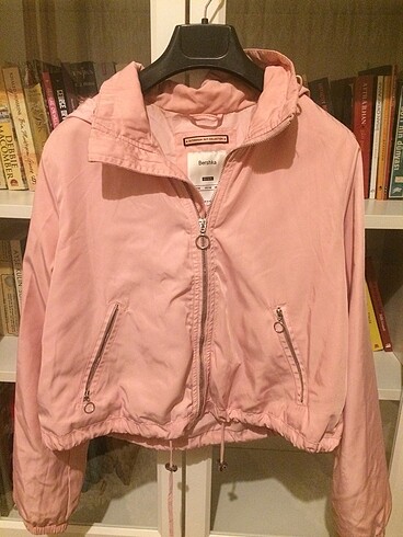 Bershka pembe yağmurluk/ceket