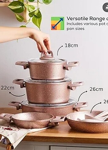 Karaca 13 parça biogranit rosegold indüksiyon tabanlı tencere se