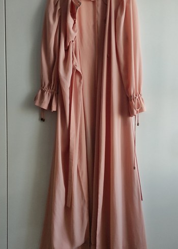 Bej Uzun Drapeli Kadın Elbise - Görsel 3