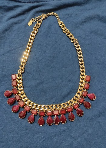 Bordo Zincir Detaylı Bohem Kadın Kolye - Görsel 2