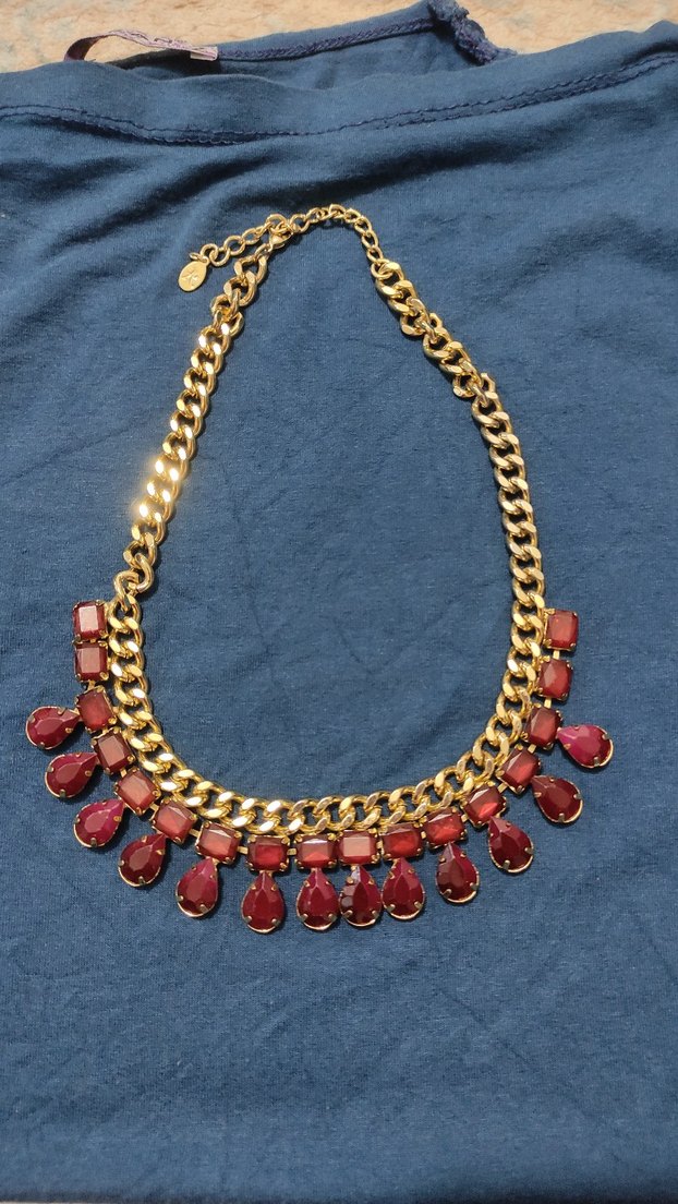 Bordo Zincir Detaylı Bohem Kadın Kolye - Görsel 2