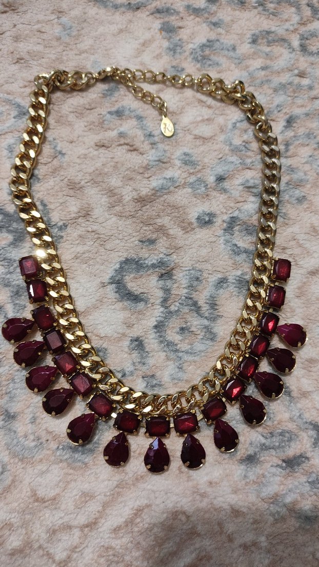 Bordo Zincir Detaylı Bohem Kadın Kolye - Görsel 3