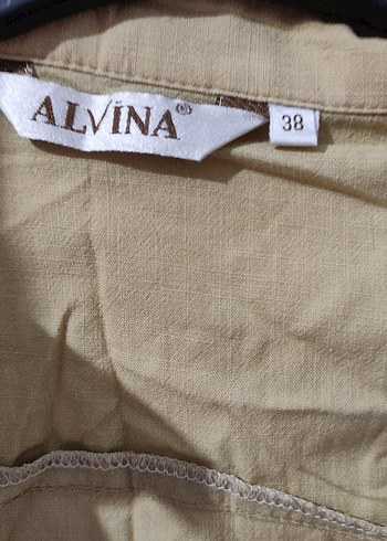 Nakışlı Bej Keten Kadın Gömlek - Görsel 2