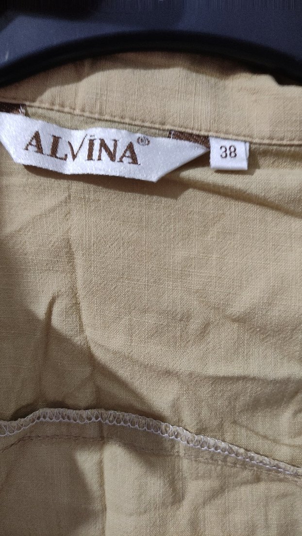 Nakışlı Bej Keten Kadın Gömlek - Görsel 2