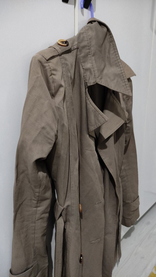 Bej Kemerli Midi Kadın Trençkot - Görsel 4