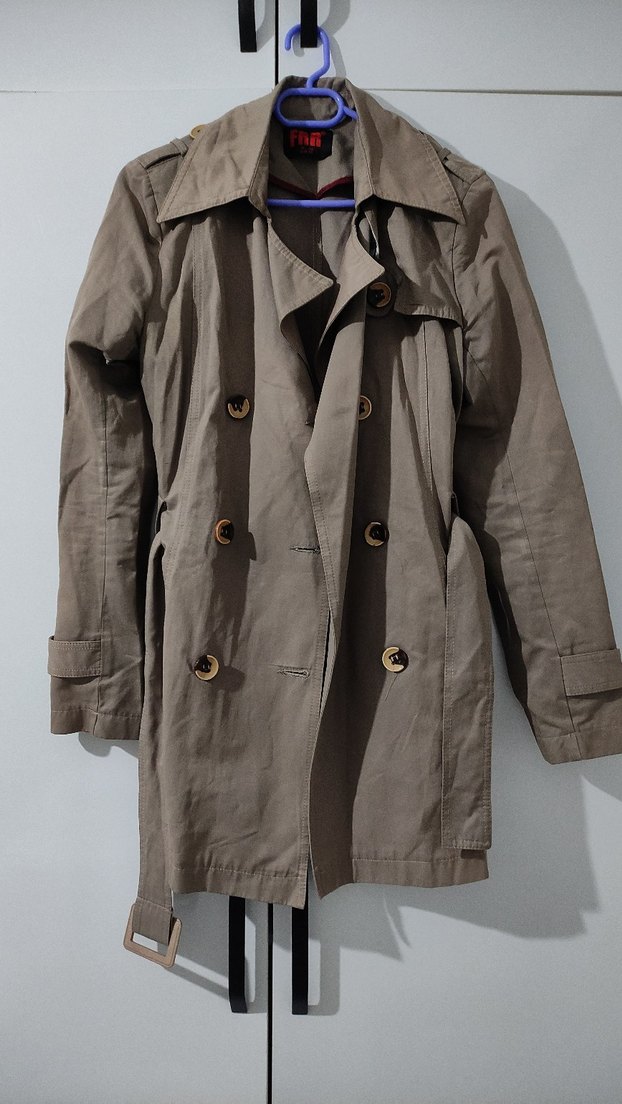 Bej Kemerli Midi Kadın Trençkot - Görsel 5