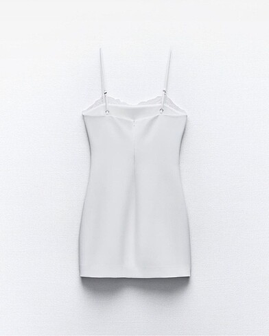 xs Beden Zara Kontrast Dantelli Kısa Elbise #yeni
