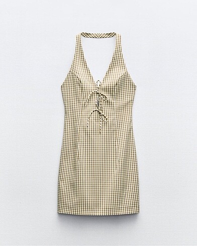 Zara Pötikareli Halter Yaka Elbise #yeni