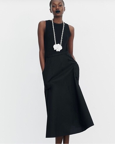Zara Cepli Kontrast Midi Elbise #yeni