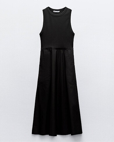 Zara Zara Cepli Kontrast Midi Elbise #yeni