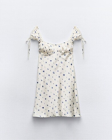 Zara Çiçek Desenli Saten Elbise #yeni