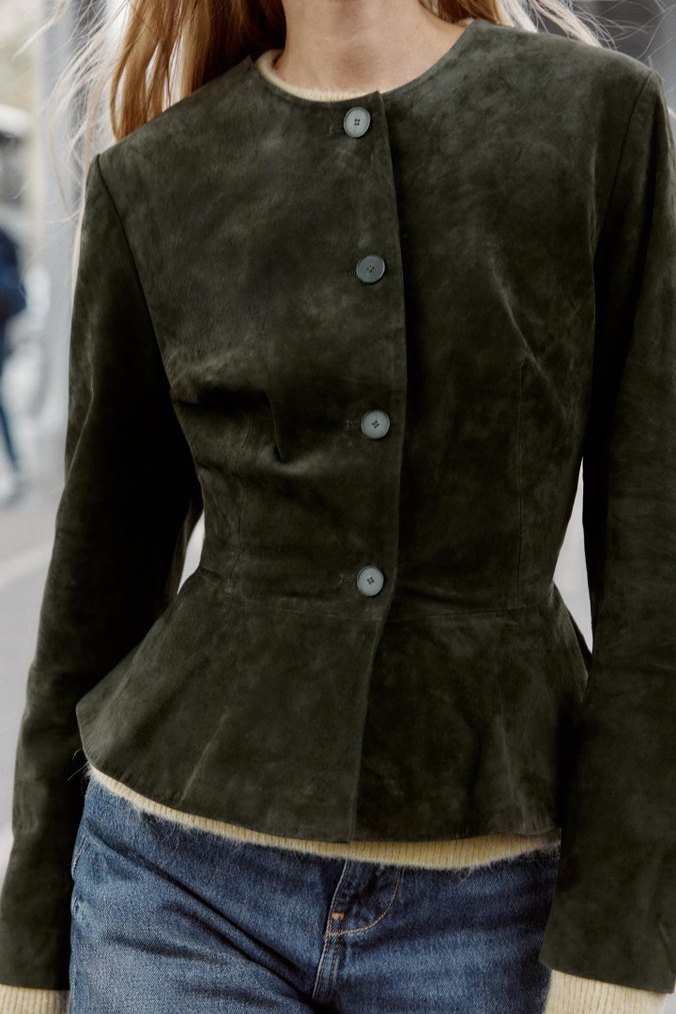 Zara %100 DERİ EVA ETEK CEKET - Görsel 4