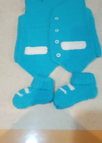 Mavi Örgü Erkek Çocuk Süveter - Görsel 3