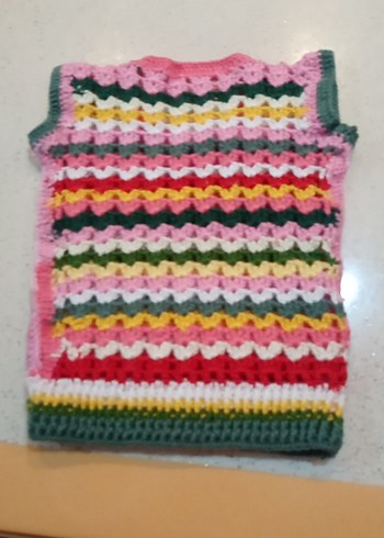 Çok Renkli Kız Örme Bohem Yelek - Görsel 2