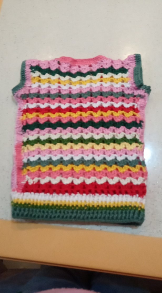 Çok Renkli Kız Örme Bohem Yelek - Görsel 2