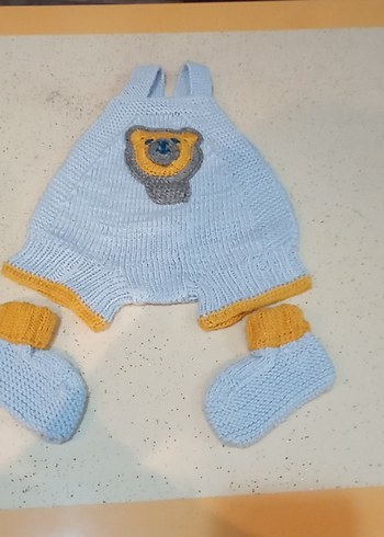 mavi Örgü Bebek Tulum - Görsel 2