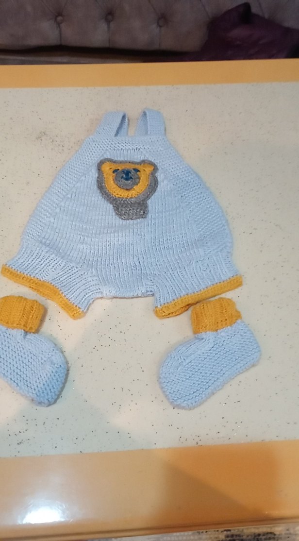 mavi Örgü Bebek Tulum - Görsel 2