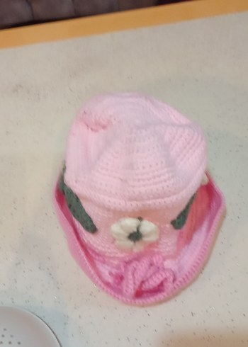 Pembe Örgü  bebek Şapkası - Görsel 2