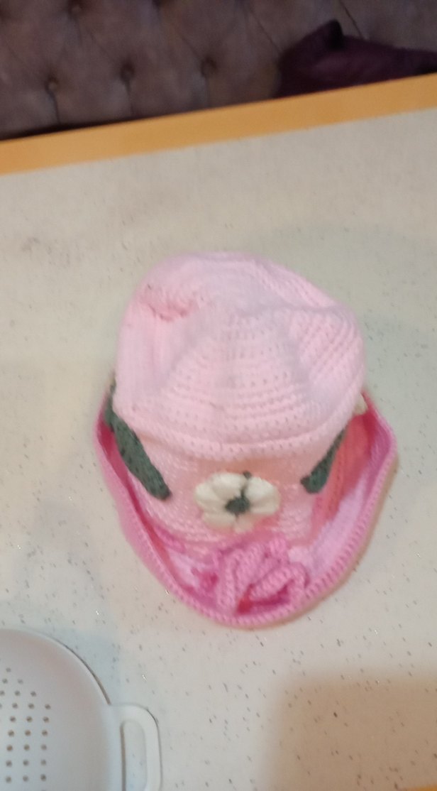 Pembe Örgü  bebek Şapkası - Görsel 2
