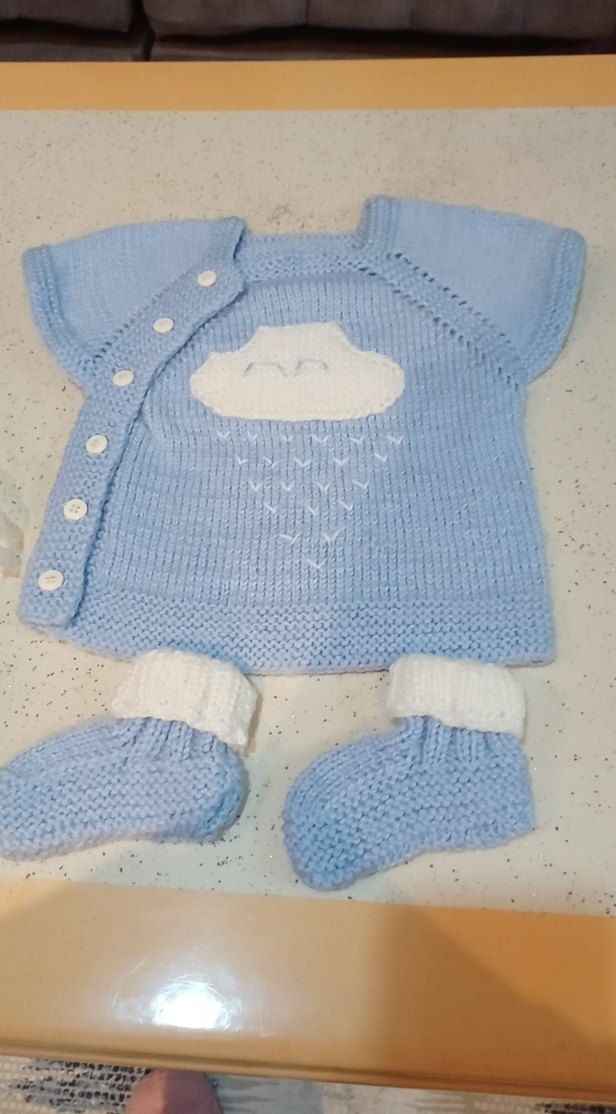 Düğmeli Kısa Kollu Mavi Triko Bebek  yelegi - Görsel 2