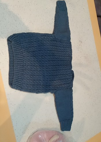 Erkek Çocuk V Yaka Mavi Triko Kazak - Görsel 2