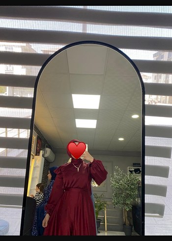 Bordo Uzun Kollu Kadın Uzun Elbise