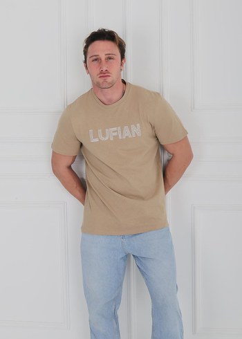 LUFIAN Bej Keten Erkek Tişört