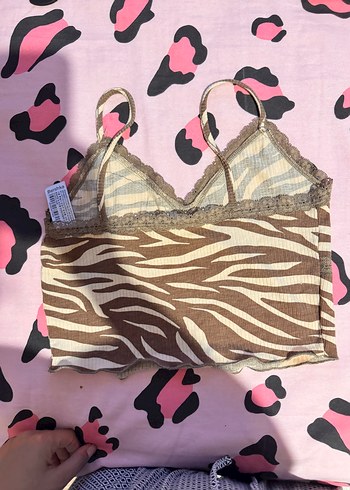 s Beden Kahverengi Zebra Desenli Bra