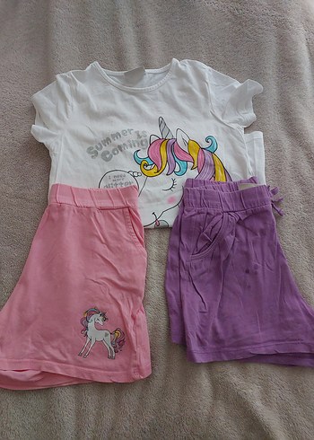 Kız Bebek Unicornlu Kısa Kollu Takım