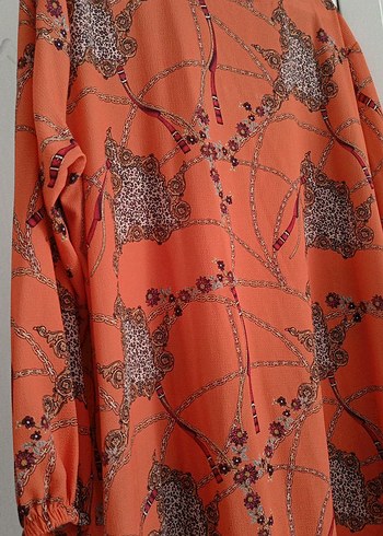 Zincir Detaylı Turuncu Uzun  Elbise - Görsel 2