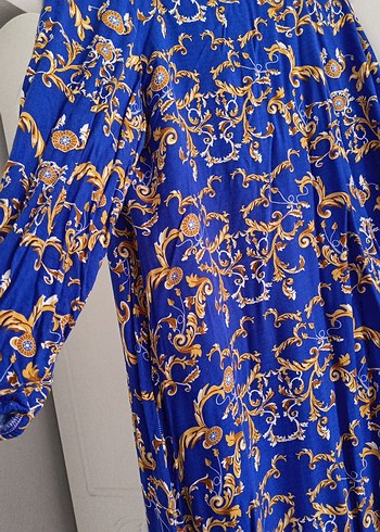 mavi renk uzun Elbise - Görsel 2