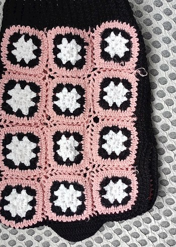 Kız Çocuk Örgü Desenli Pembe Siyah Yelek - Görsel 2